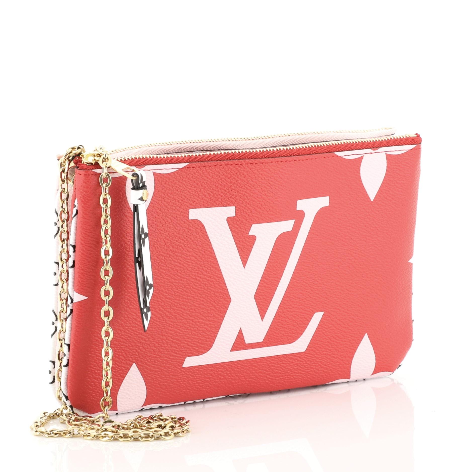 Red Louis Vuitton Pochette Double Zip Limited Edition Colored Monogram Gian