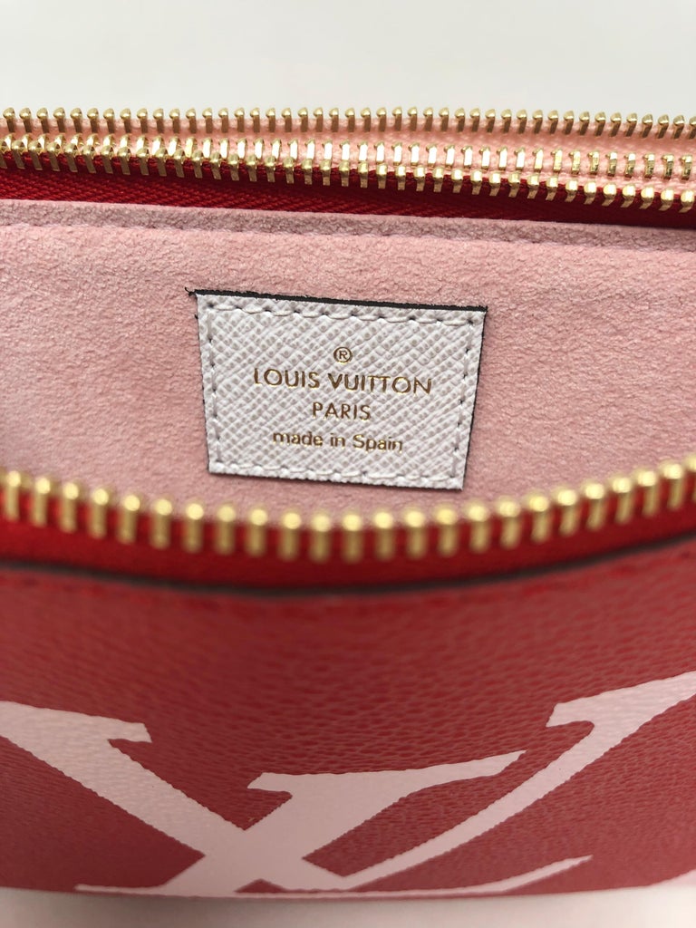🔥NEW LOUIS VUITTON Double Zip Pochette Giant Monogram Red Pink Limited Ed  RARE!