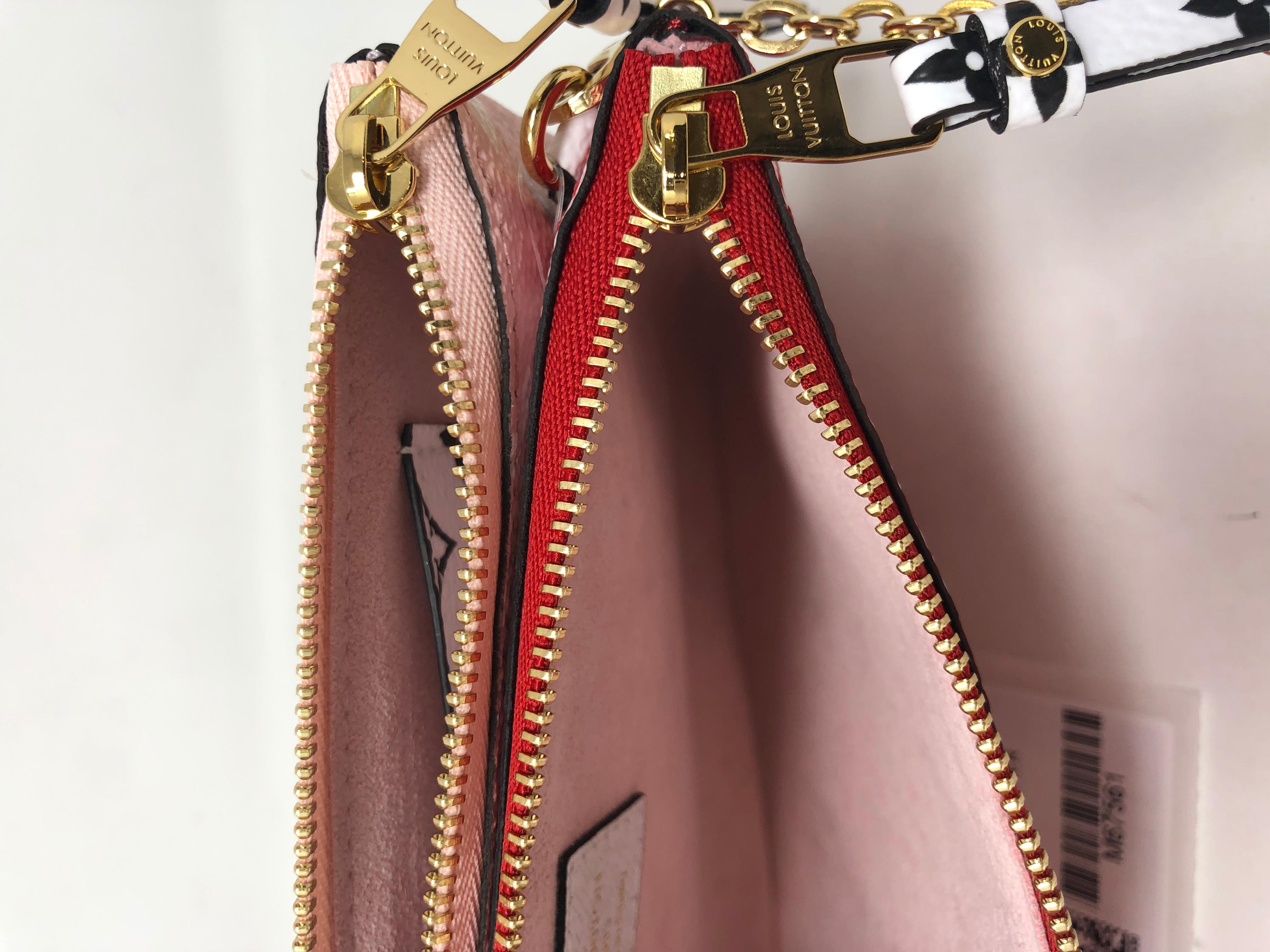 Louis Vuitton Pochette Double Zip Mono Giant Red/ Pink Bag  4