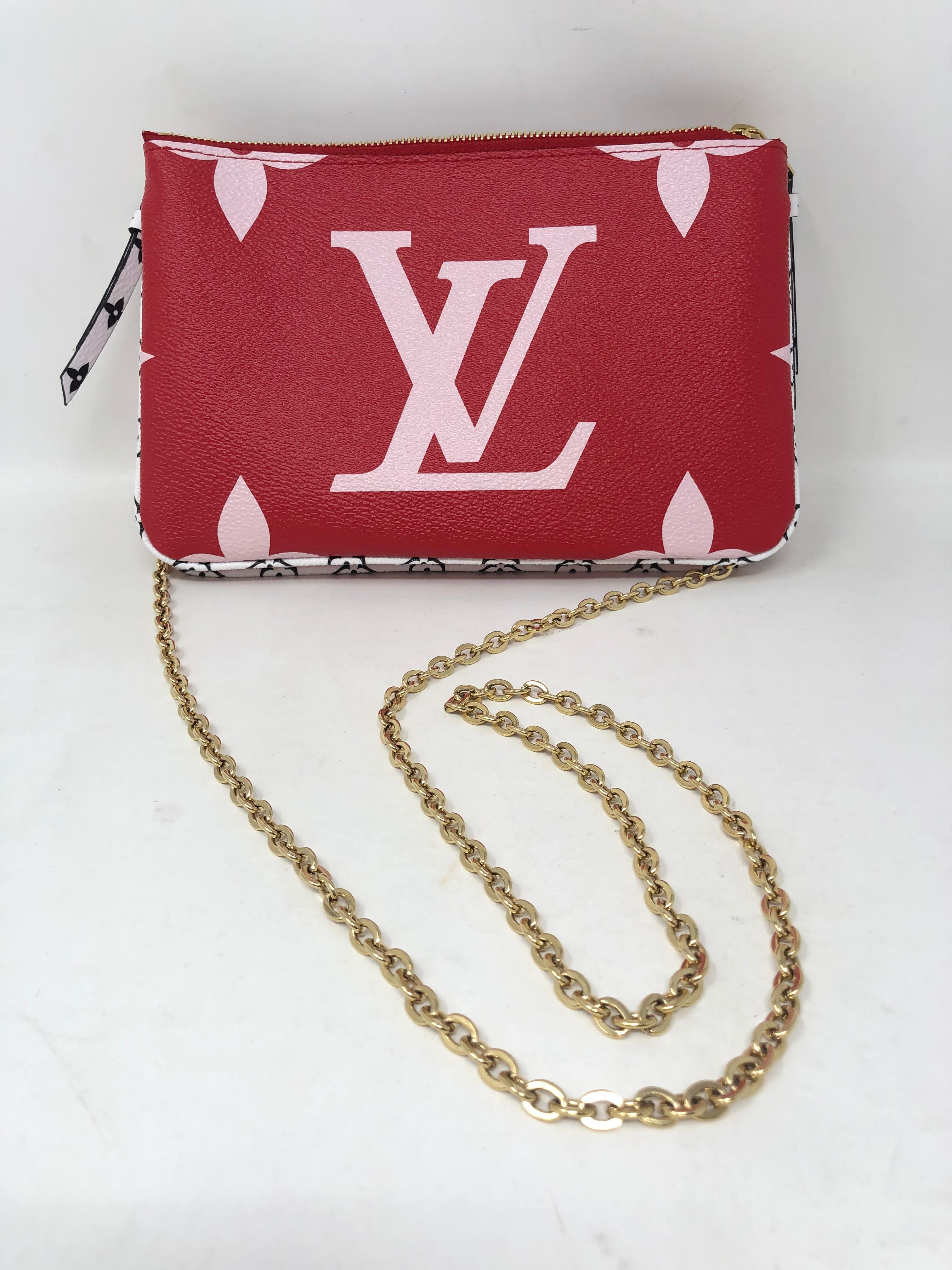 Louis Vuitton Pochette Double Zip Mono Giant Red/ Pink Bag  5