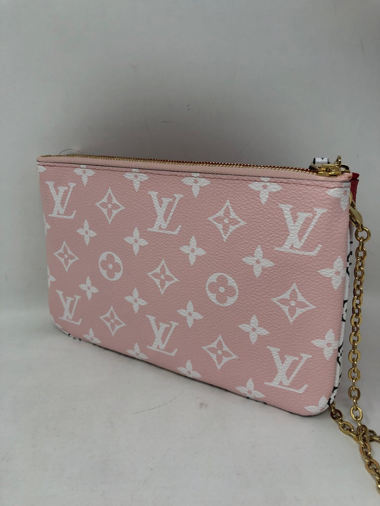 Double zip leather crossbody bag Louis Vuitton Pink in Leather - 29479143