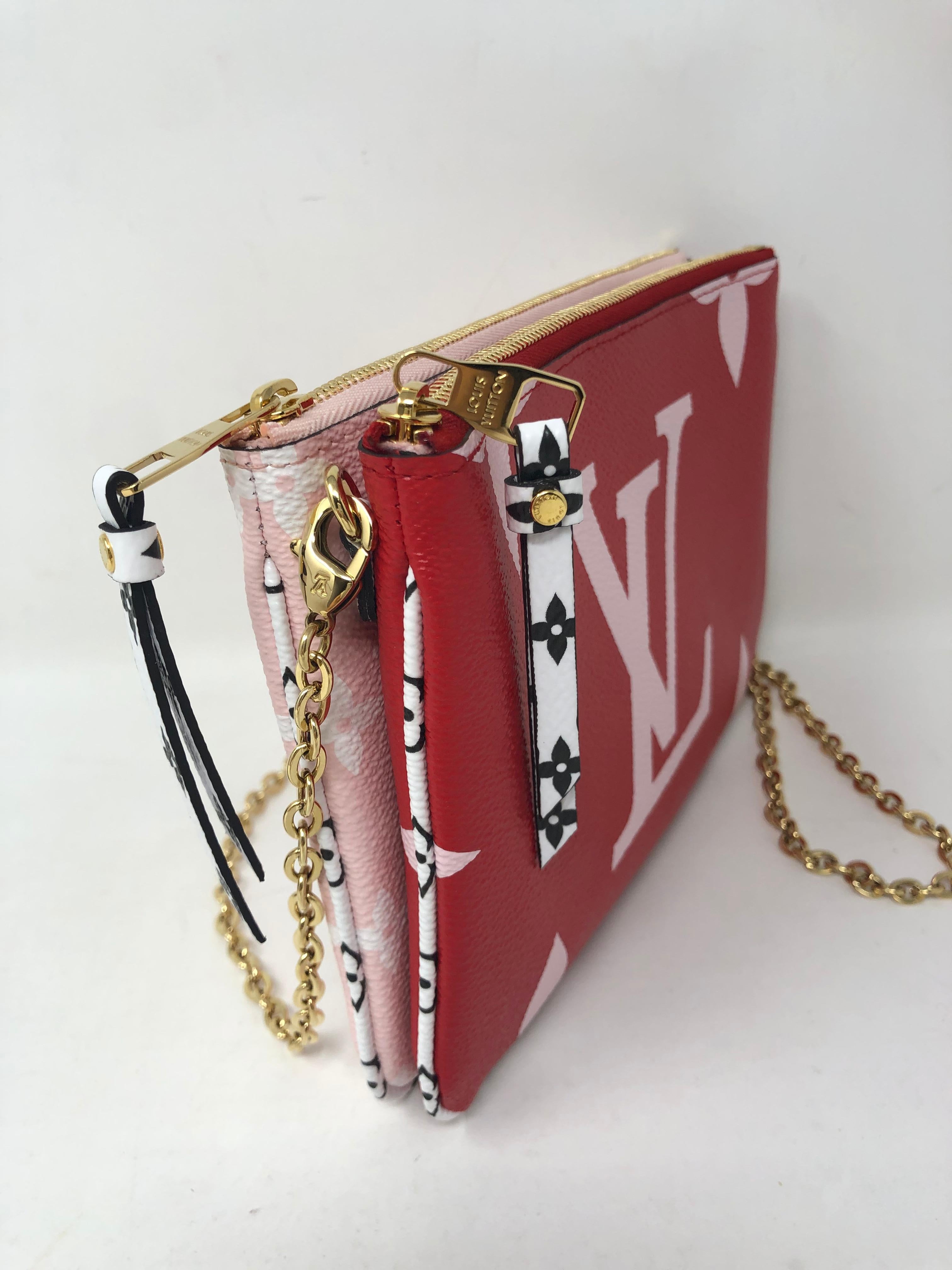 Louis Vuitton Pochette Double Zip Mono Giant Red/ Pink Bag  In New Condition In Athens, GA