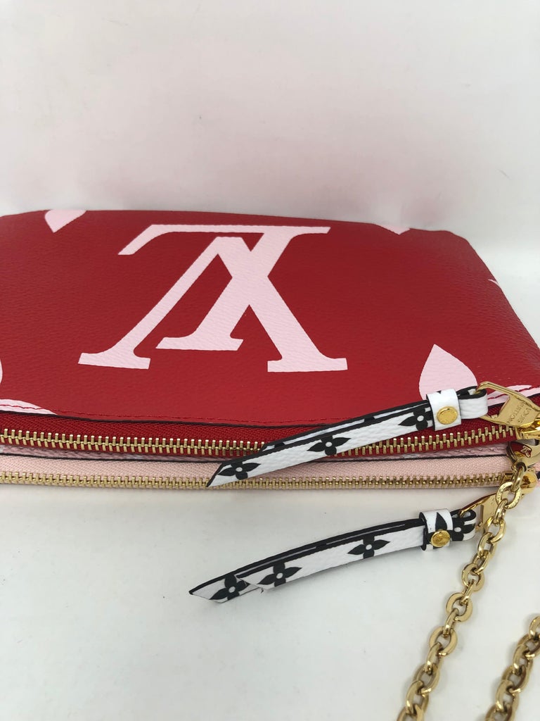 Louis Vuitton Pochette Double Zip Mono Giant Red/ Pink Bag at 1stdibs