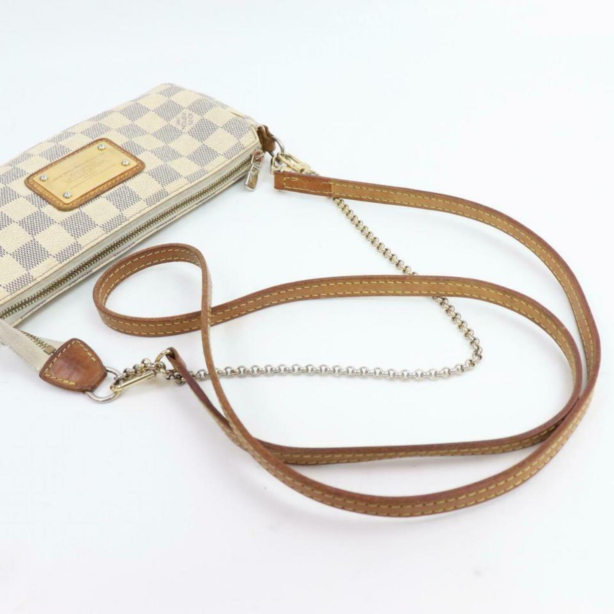Louis Vuitton Pochette Eva 2way 870642 White Damier Azur Canvas Cross Body Bag In Good Condition For Sale In Forest Hills, NY