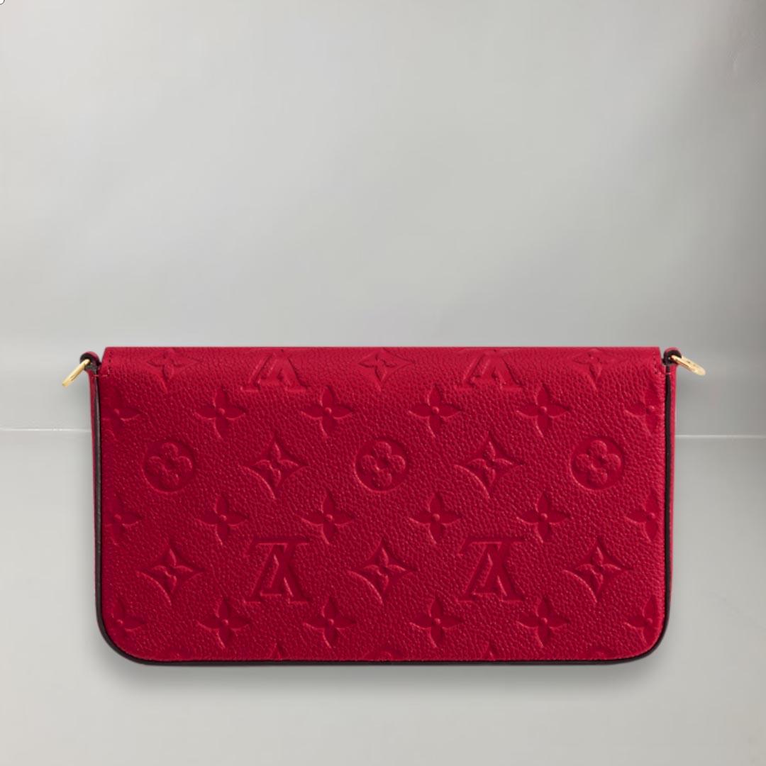 The Pochette Félicie pouch is crafted from Monogram Empreinte leather, embossed with Louis Vuitton's signature Monogram pattern. Designed to adapt to modern lifestyles, this envelope-style pouch contains a spacious compartment with two removable