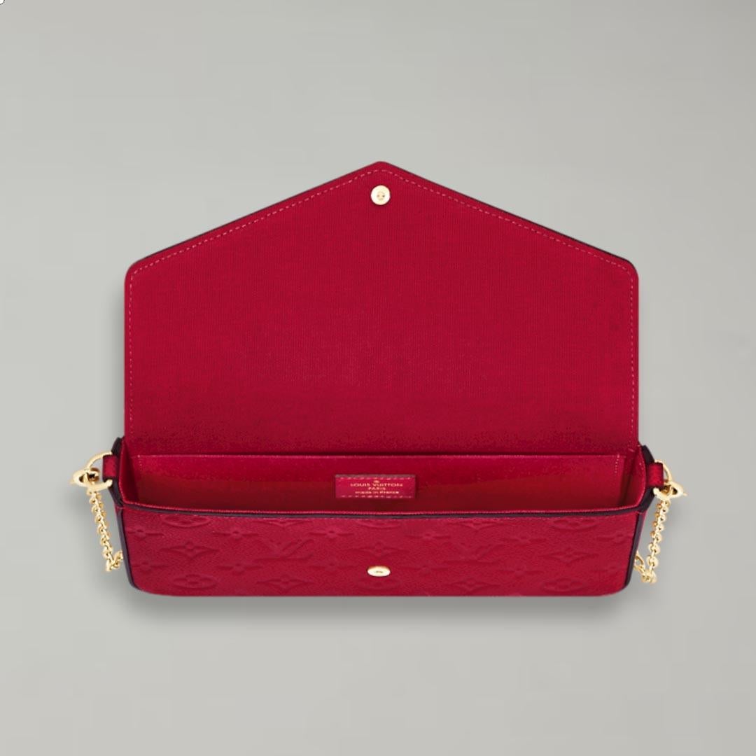 Louis Vuitton Pochette Félicie Colours Scarlet Monogram Empreinte Leather In New Condition In Nicosia, CY
