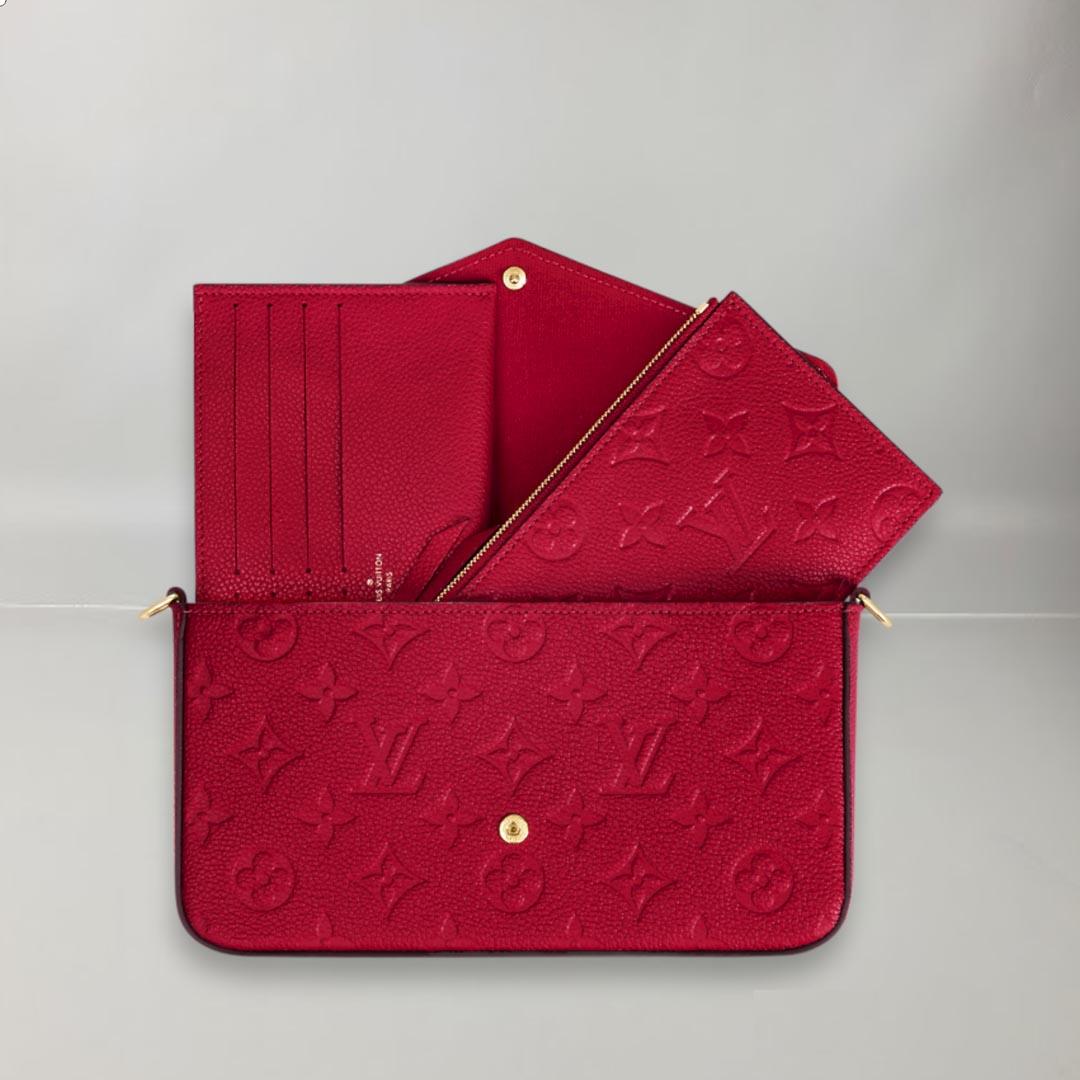 Women's Louis Vuitton Pochette Félicie Colours Scarlet Monogram Empreinte Leather
