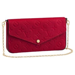 AUTH LOUIS VUITTON FELICIE POCHETTE NAVY RED MONOGRAM EMPREINTE LEATHER