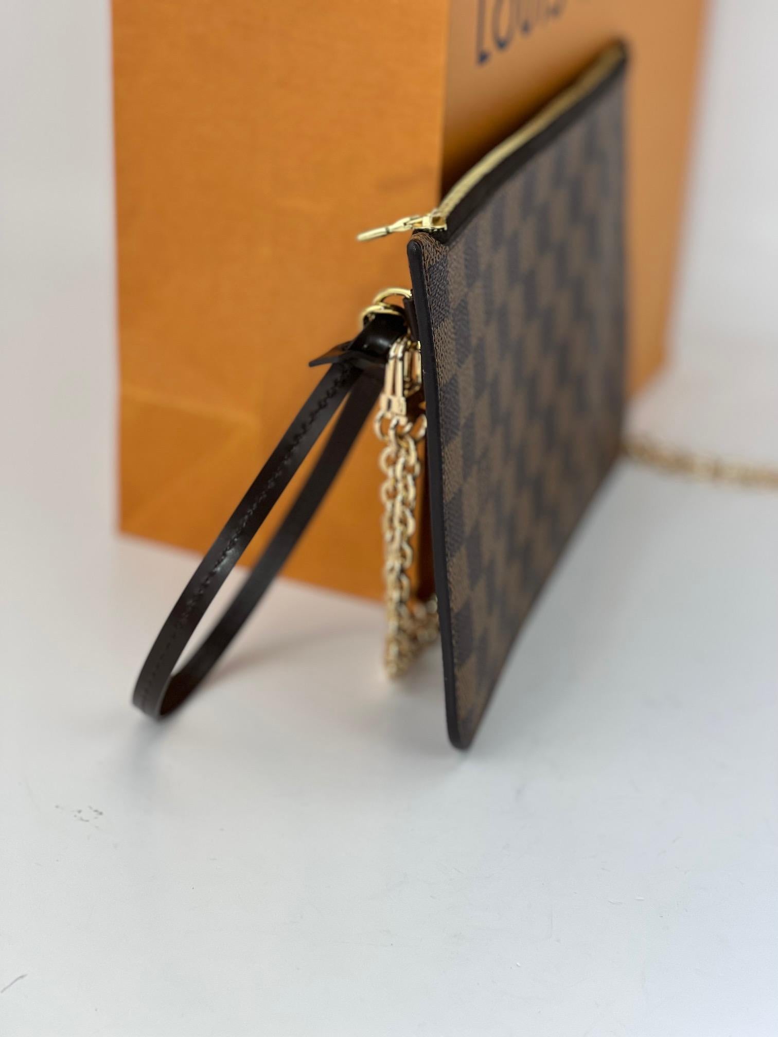 Louis Vuitton Pochette from Neverfull Damier Ebene Pouch W/added chain  2