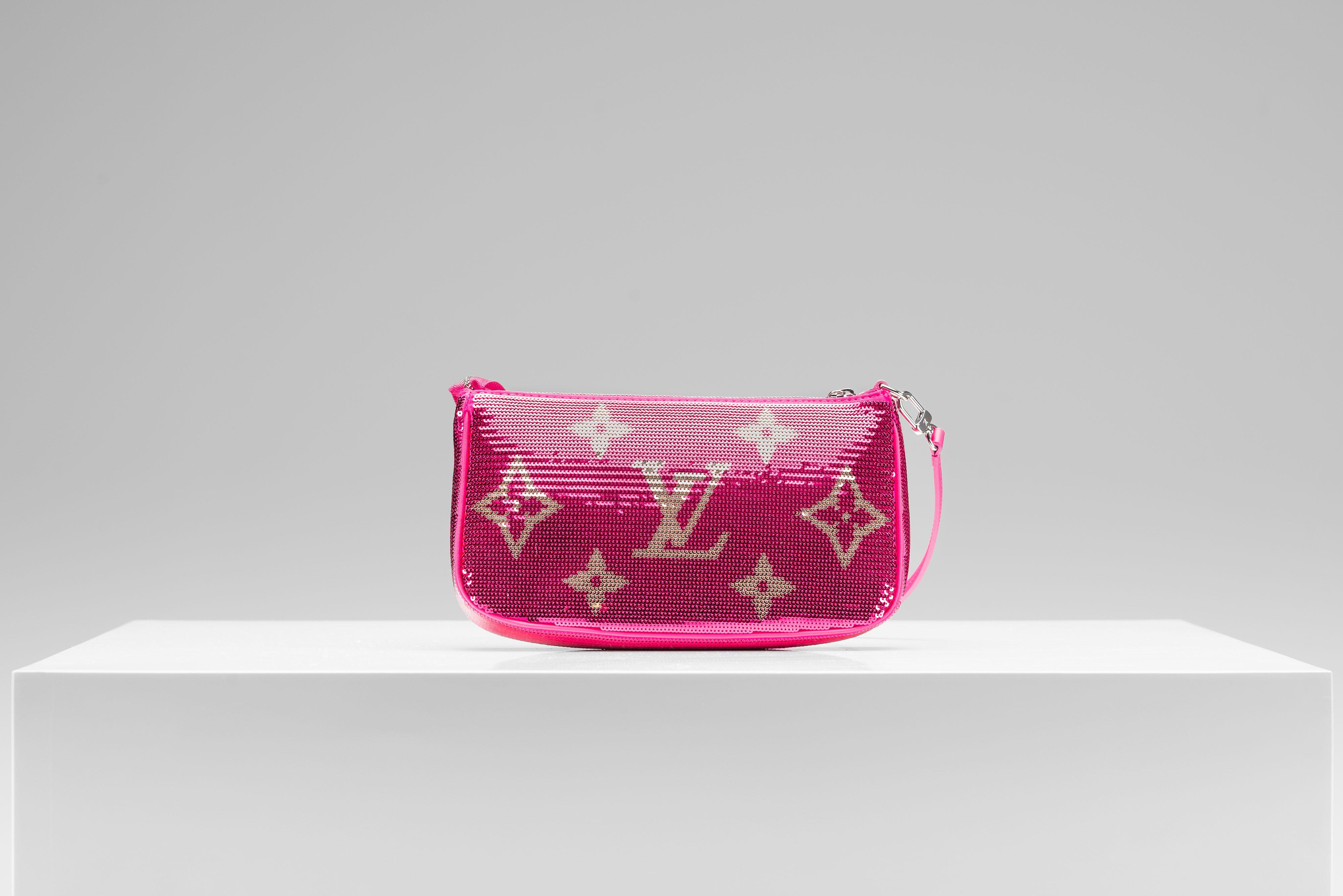 Pink Louis Vuitton Pochette Fuchsia Sequins Rare NEW For Sale