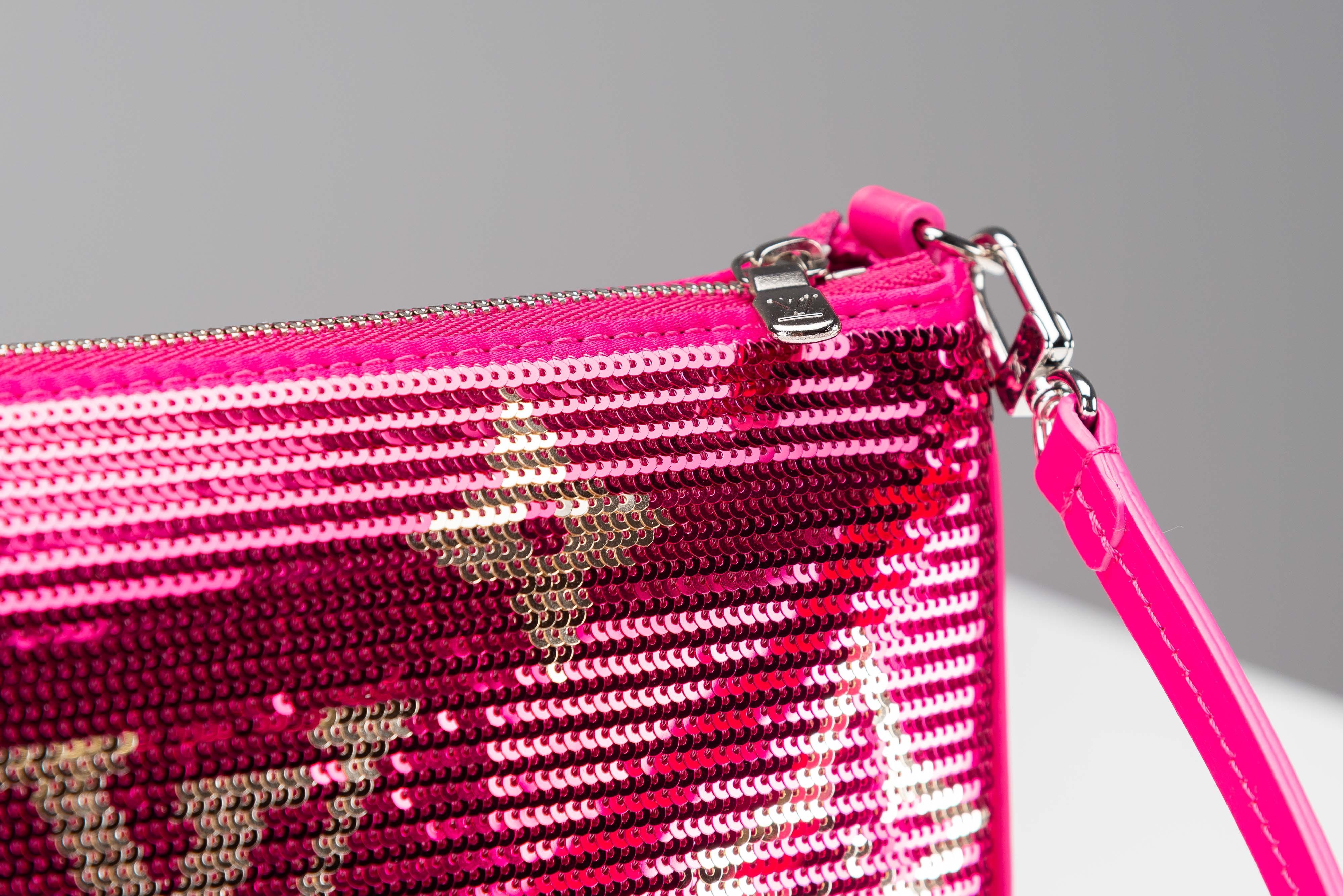 Louis Vuitton Pochette Fuchsia Sequins Rare NEW For Sale 4