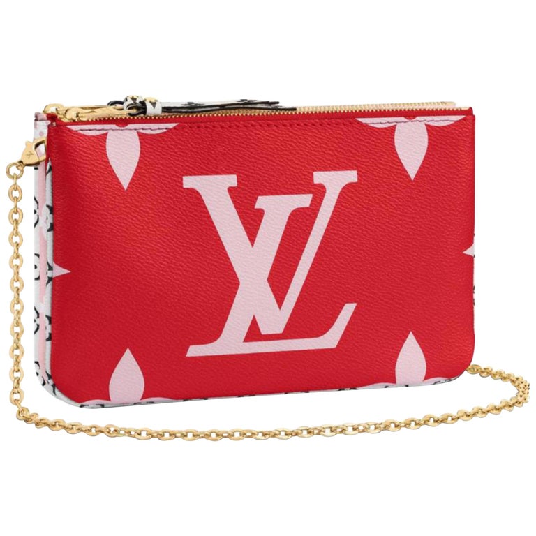 Louis Vuitton Pochette Giant Pink Double Zip Chain 870616 Red