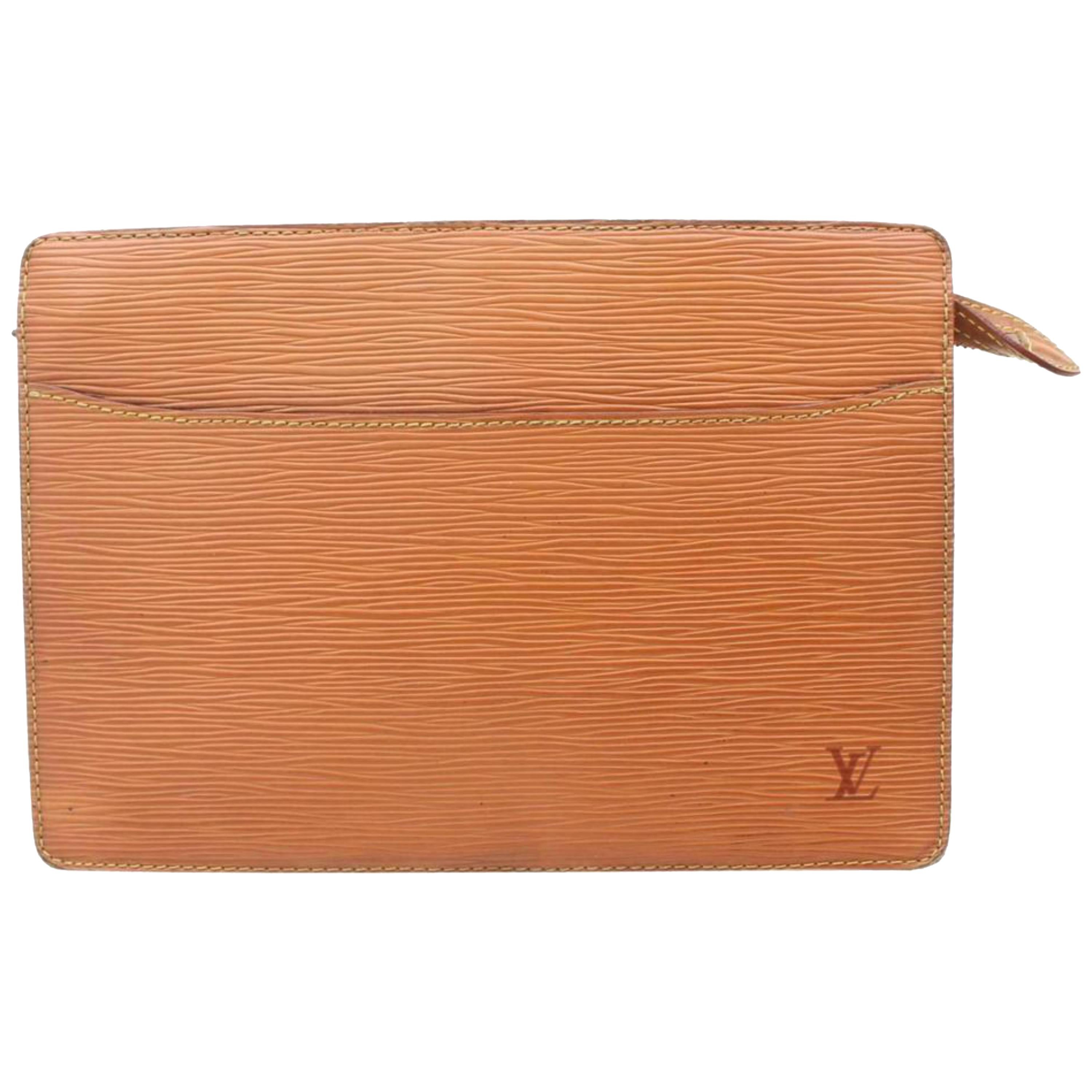 Louis Vuitton Pochette Homme Zip Pouch 868732 Brown Leather Clutch For Sale