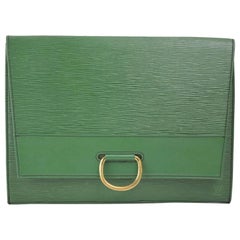 Louis Vuitton Pochette Iena Borneo Folding 868407 Green Leather Clutch