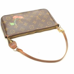 Louis Vuitton Pochette  Limited Edition Cherry 869917 Brown Coated Canvas Hobo
