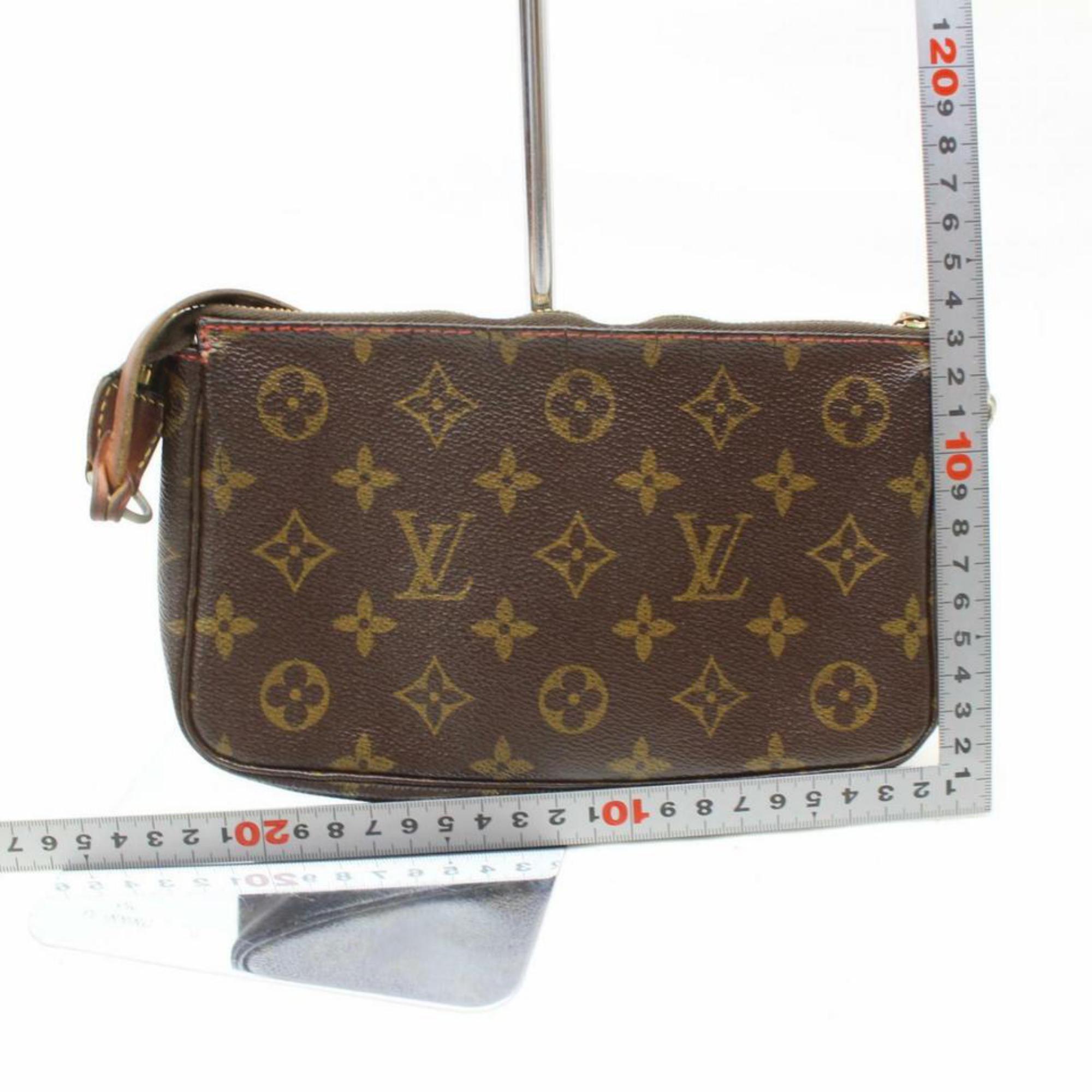 Louis Vuitton Pochette  Limited Edition Cherry 869917 Brown Coated Canvas Hobo  For Sale 1