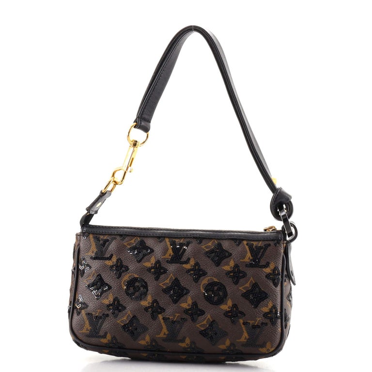 Louis Vuitton 2009 Pre-owned Mini Monogram Sequin Pochette Accessoires Handbag - Brown