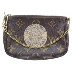 Vintage Louis Vuitton Pochette Limited Trunks Mini Chain 869715 Brown Canvas Wristlet