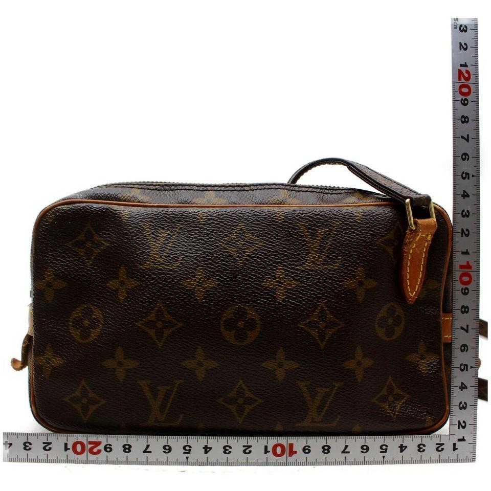 Louis Vuitton Pochette Marly 872288 Monogram Bandouliere Brown Coated Canvas Cro In Good Condition For Sale In Dix hills, NY