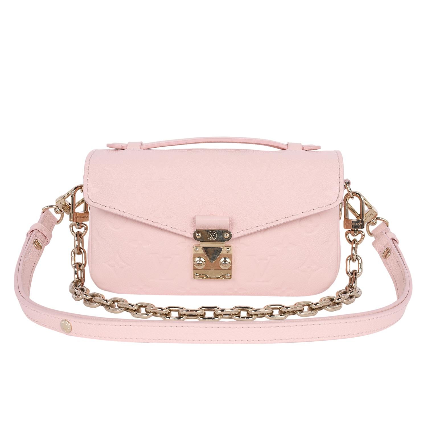Beige Louis Vuitton Pochette Métis East West Leather Pink