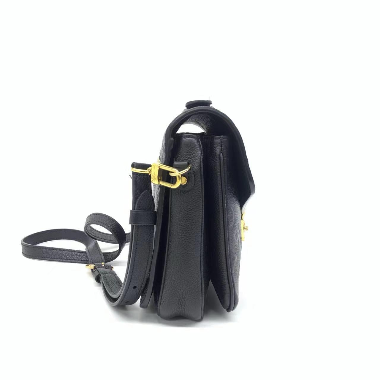 Women's Louis Vuitton Pochette Mètis Monogram Empreinte Leather Black