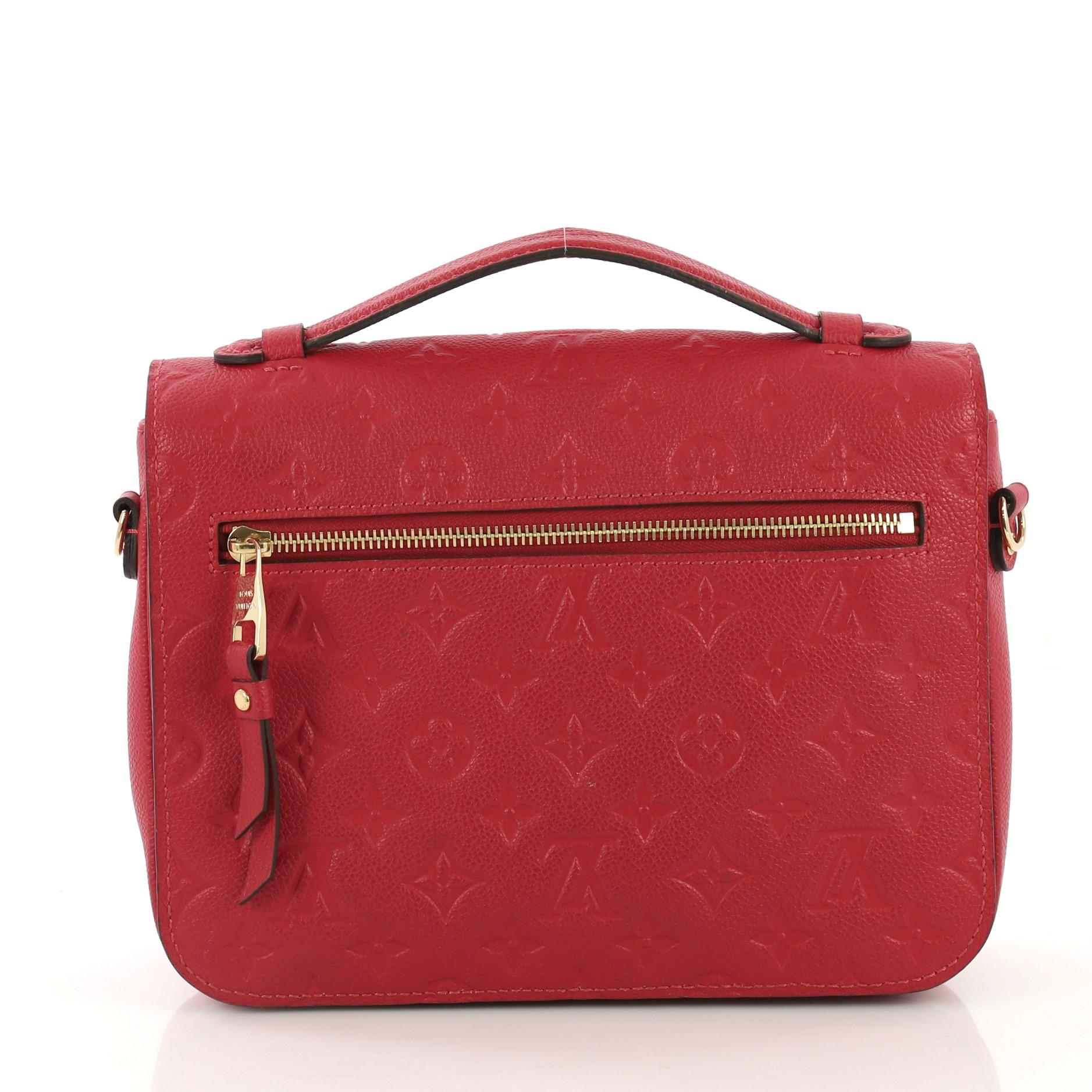 Red Louis Vuitton Pochette Metis Monogram Empreinte Leather