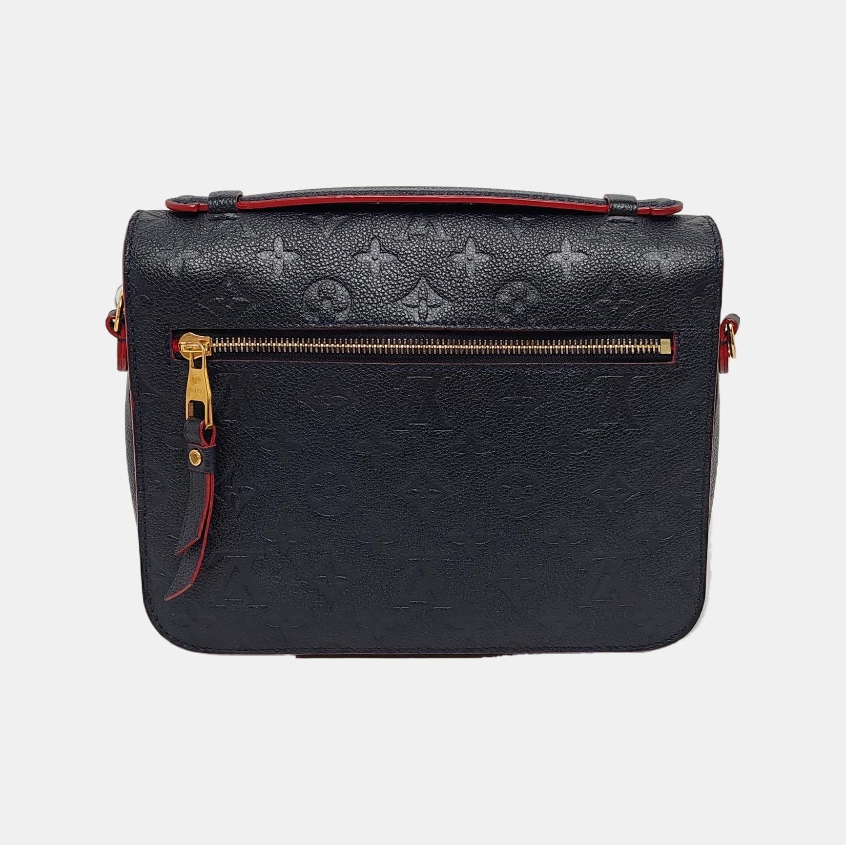 Black Louis Vuitton Pochette Métis Monogram Empreinte Leather Navy For Sale