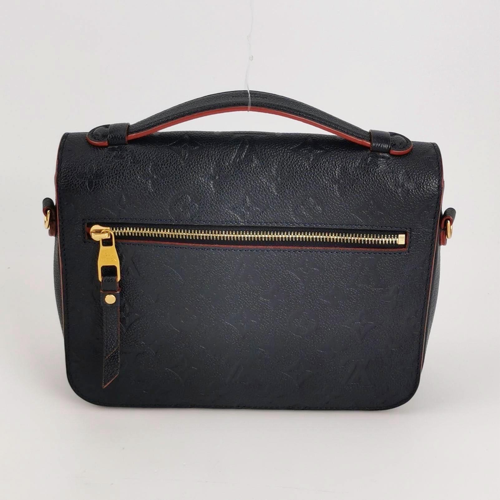 Black Louis Vuitton Pochette Métis Monogram Empreinte Leather Navy For Sale