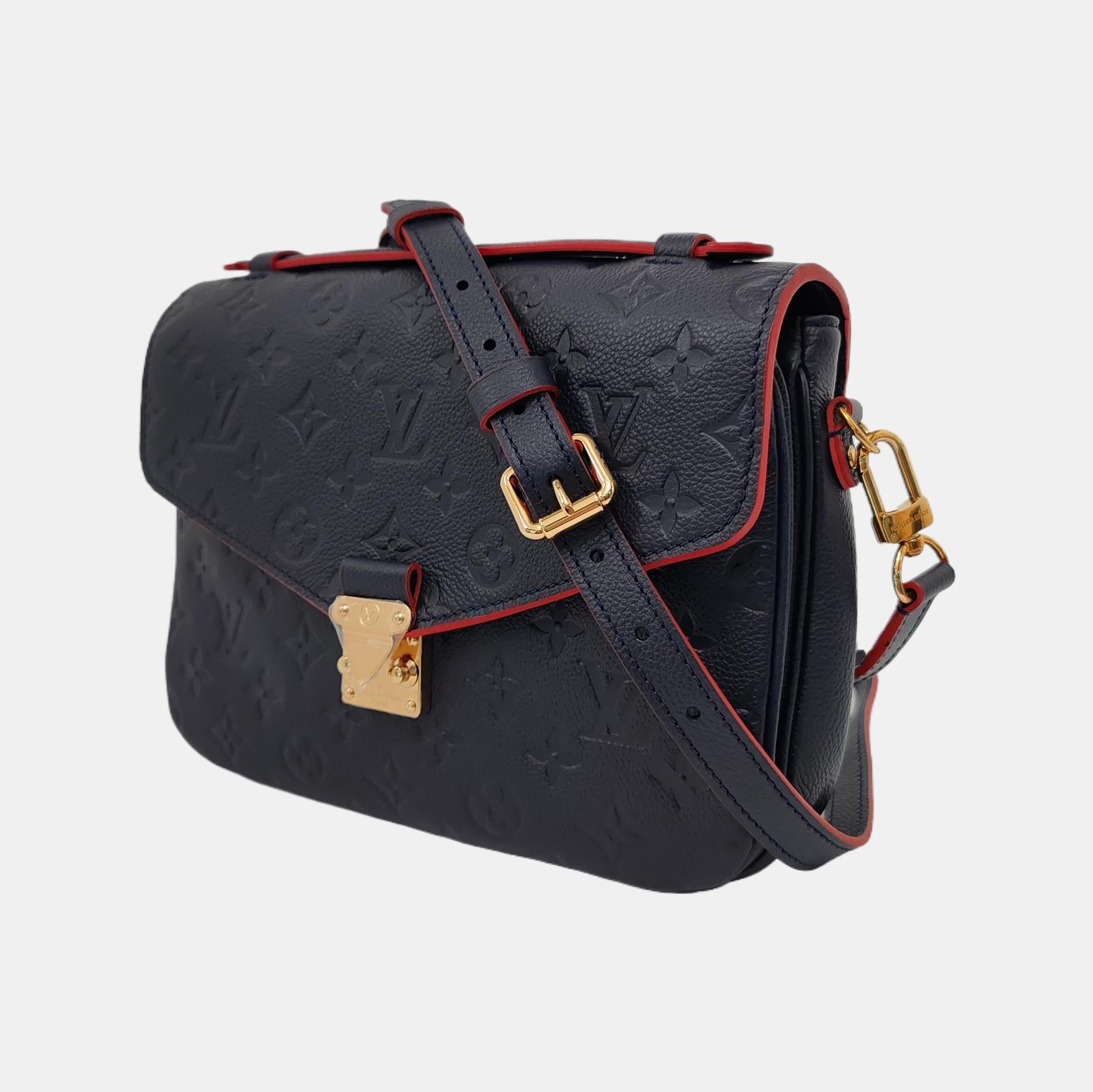 Black Louis Vuitton Pochette Métis Monogram Empreinte Leather Navy For Sale