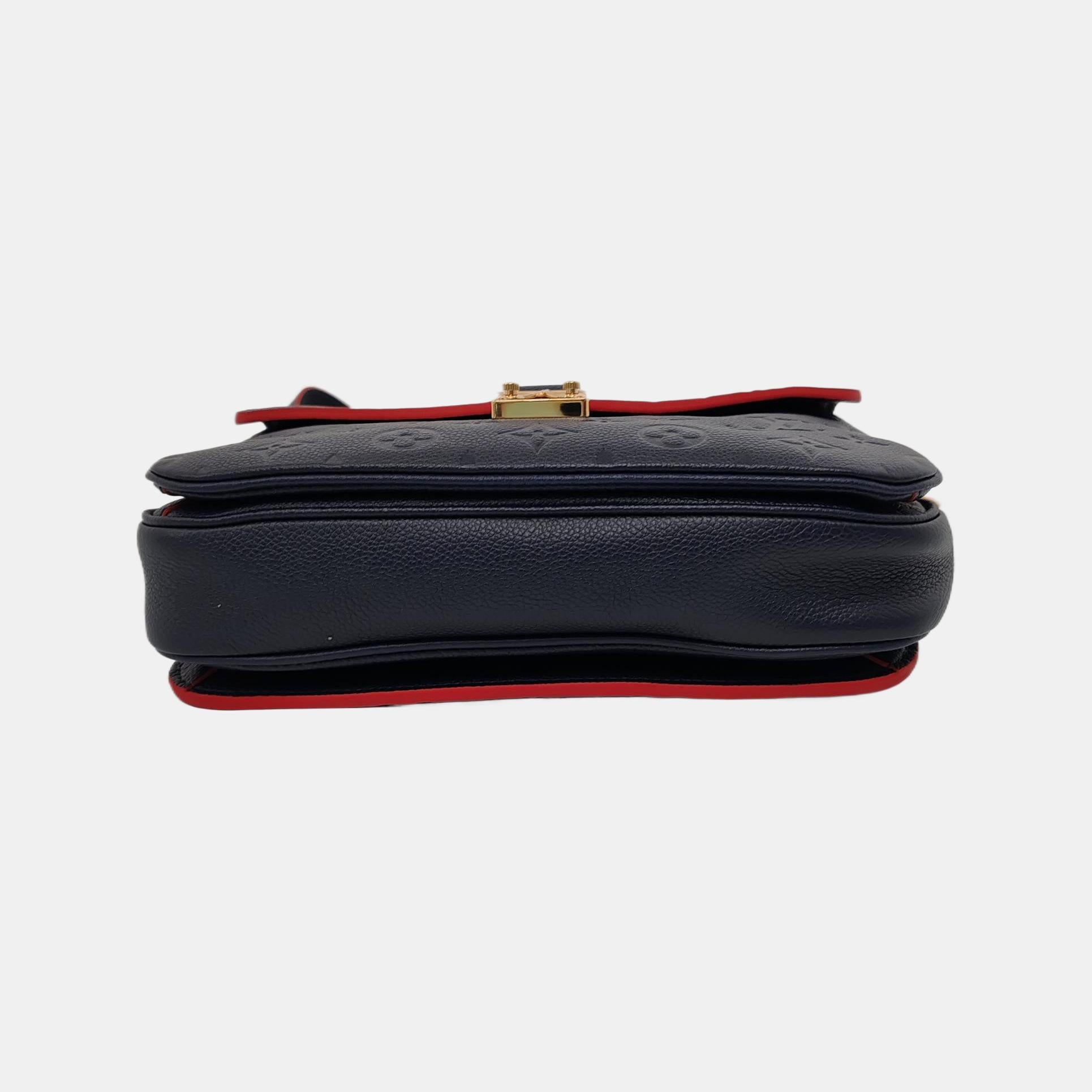 Women's Louis Vuitton Pochette Métis Monogram Empreinte Leather Navy For Sale