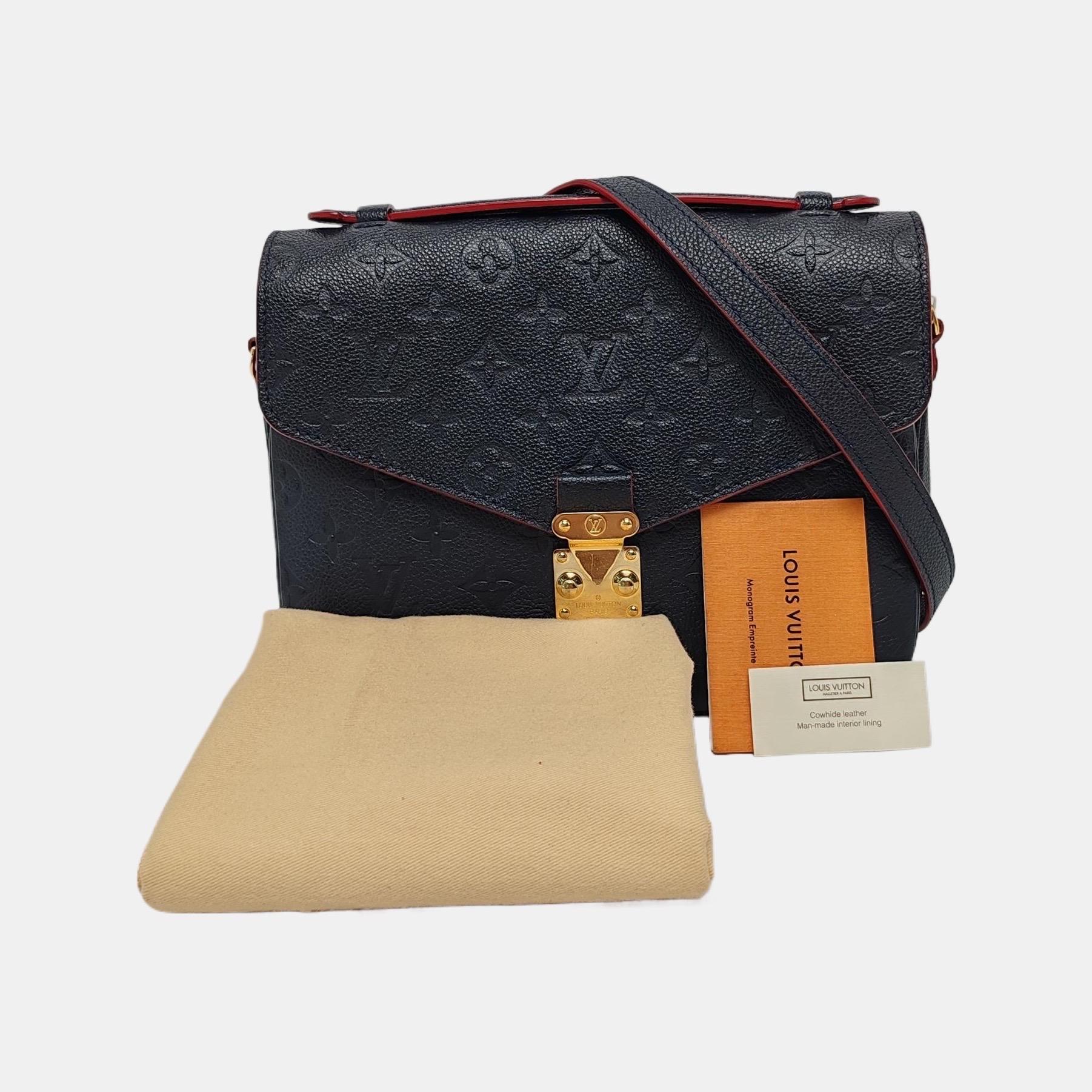 Louis Vuitton Pochette Métis Monogram Empreinte Leather Navy For Sale 3