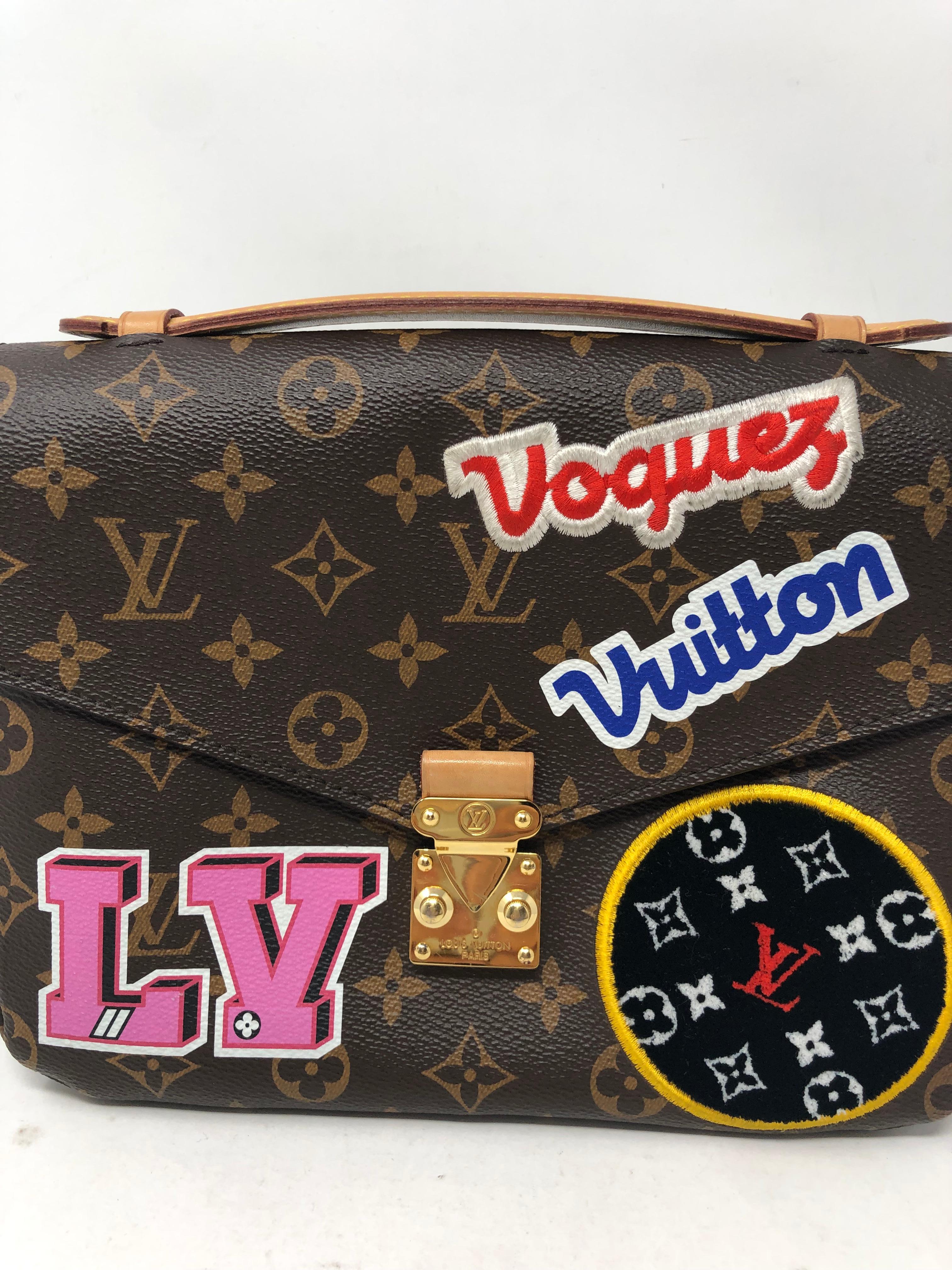 Louis Vuitton Pochette Metis Patches Collection. Rare and limited LV crossbody bag. Retired style with unique patches throughout the bag. Detachable and adjustable Lv strap. Can be worn 2 ways. Guaranteed authentic. 