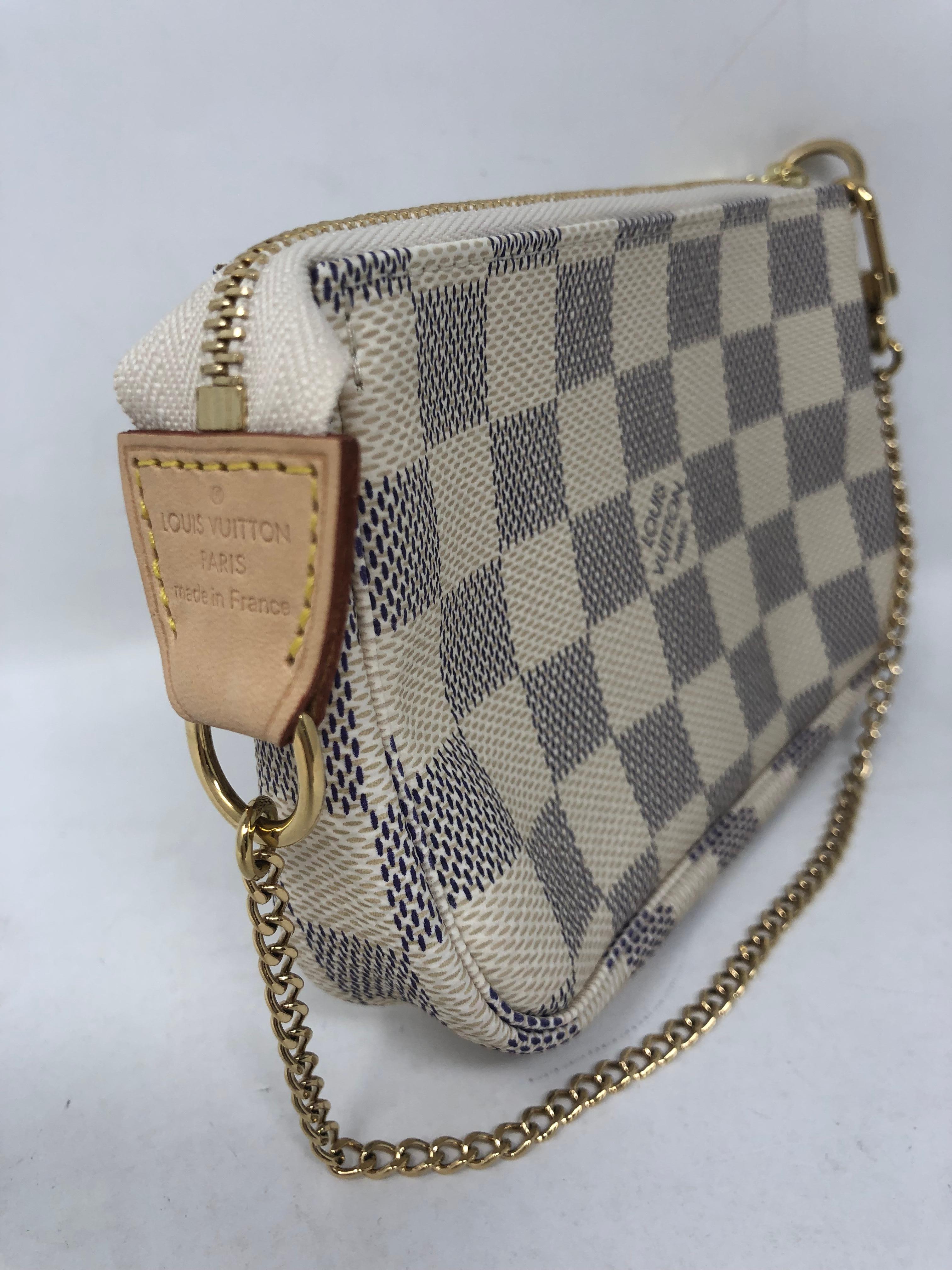Brown Louis Vuitton Pochette Mini Damier Azure Clutch