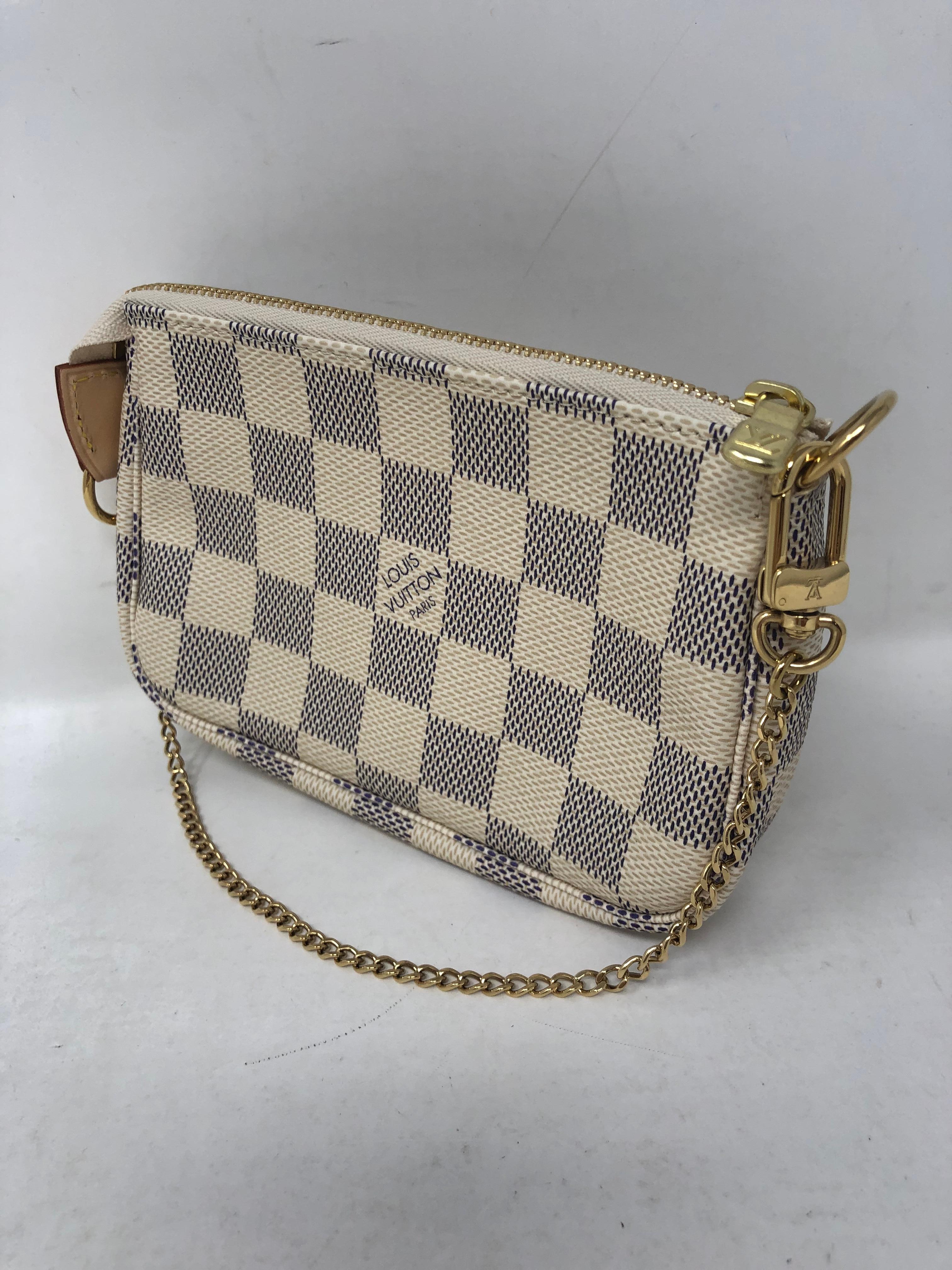 Women's or Men's Louis Vuitton Pochette Mini Damier Azure Clutch