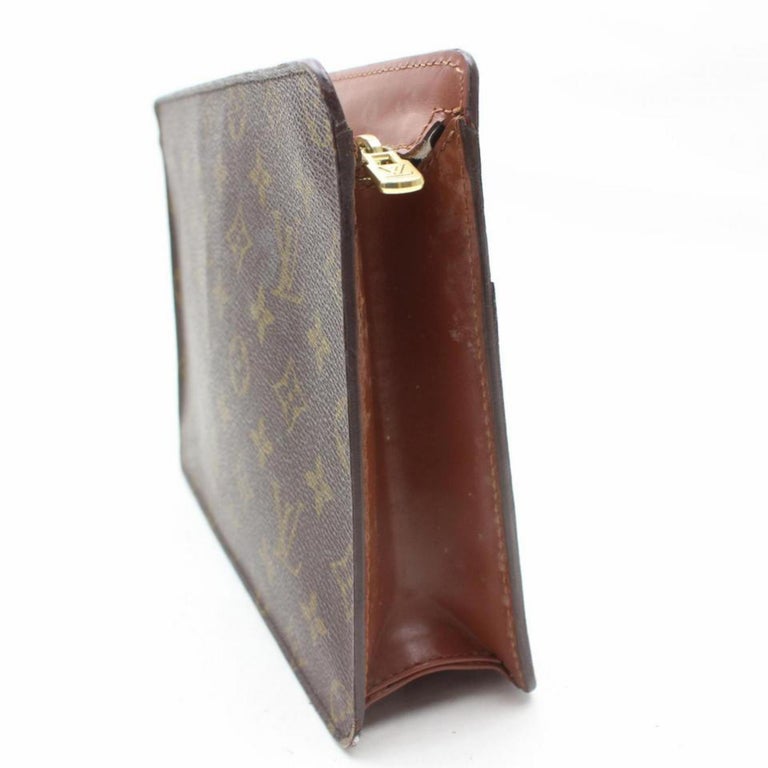 Louis Vuitton Pochette Monogram Homme 869466 Brown Coated Canvas Clutch For Sale at 1stdibs