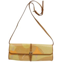 Louis Vuitton Pochette Monogram Vernis Fleur 868598 Yellow Patent Leather Should