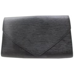 Louis Vuitton Pochette Noir Art Deco Envelope 868802 Black Leather Clutch