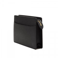 Louis Vuitton Pochette Noir Epi Homme 865790 Black Leather Clutch