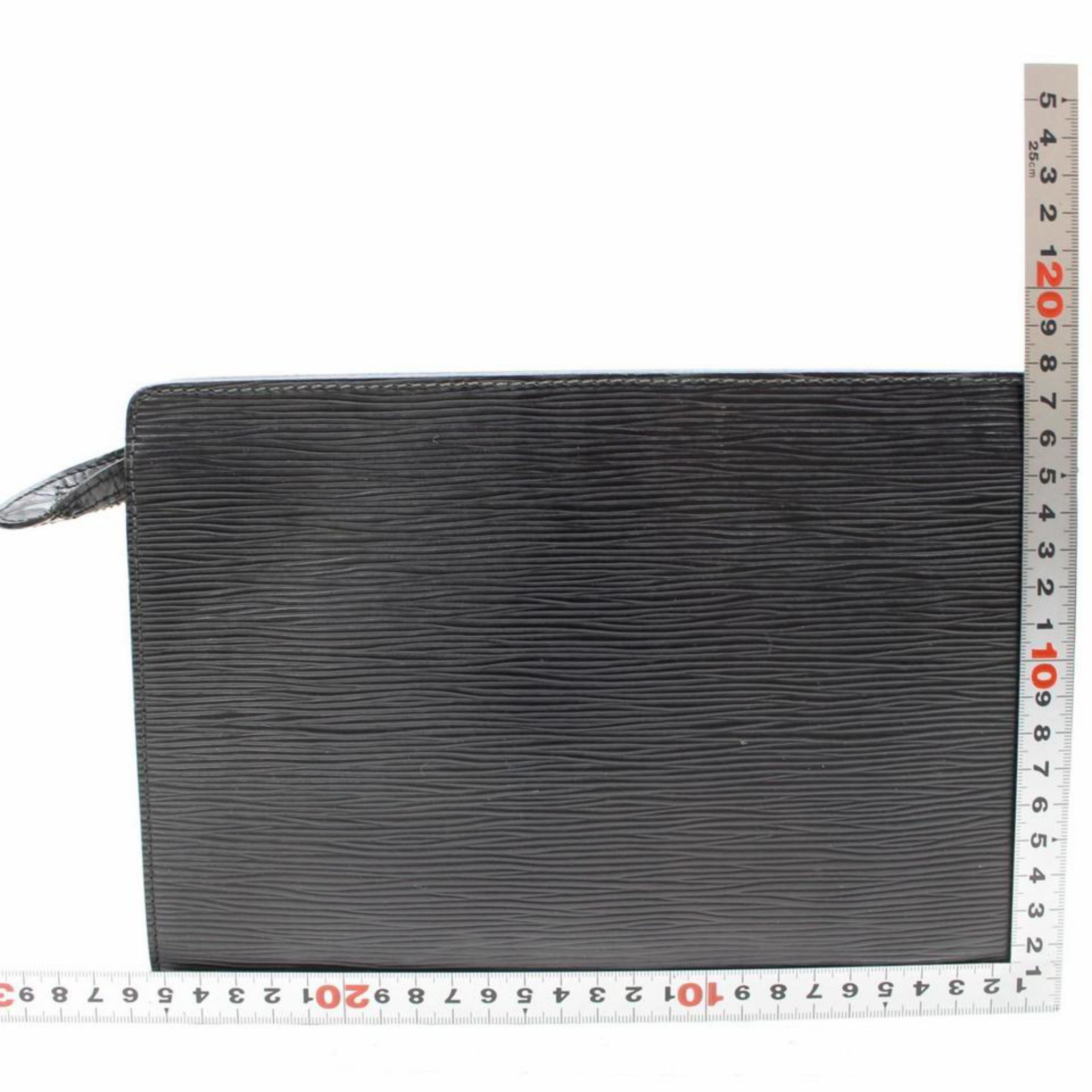 Louis Vuitton Pochette Noir Epi Homme 865790 Black Leather Clutch For Sale 3