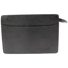 Louis Vuitton Pochette Noir Epi Homme 865790 Black Leather Clutch
