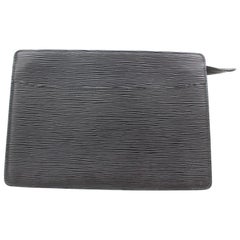 Louis Vuitton Pochette Noir Homme 869390 Black Leather Clutch