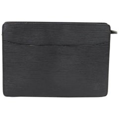 Louis Vuitton Pochette Noir Homme 870116 Black Leather Clutch