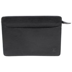 Louis Vuitton Pochette Noir Homme Zip Pouch 868346 Black Leather Clutch