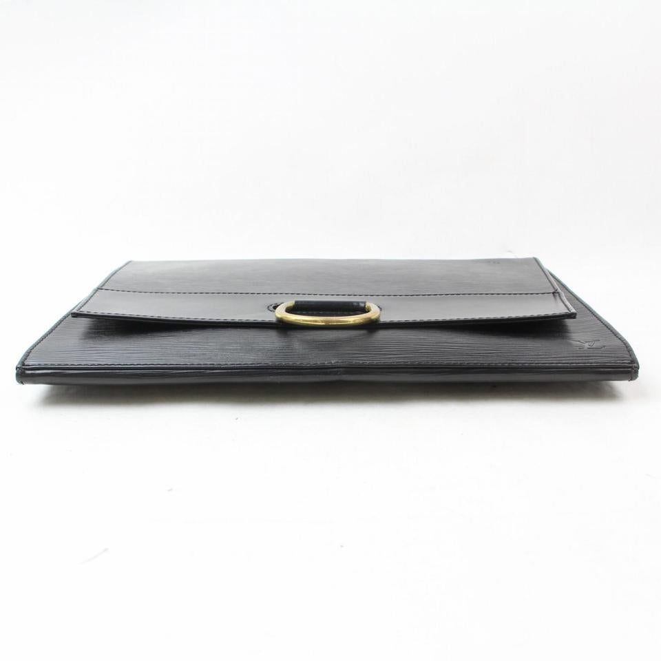 Louis Vuitton Pochette Noir Lena Ring Fold 869006 Black Leather Clutch 5