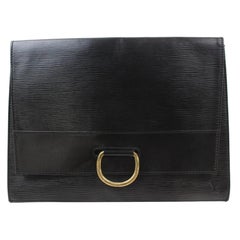 Louis Vuitton Pochette Noir Lena Ring Fold 869006 Black Leather Clutch
