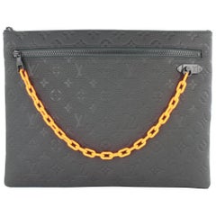 Vintage Louis Vuitton Pochette Ss19 Taurillon Chain 1lj0111 Black Leather Clutch