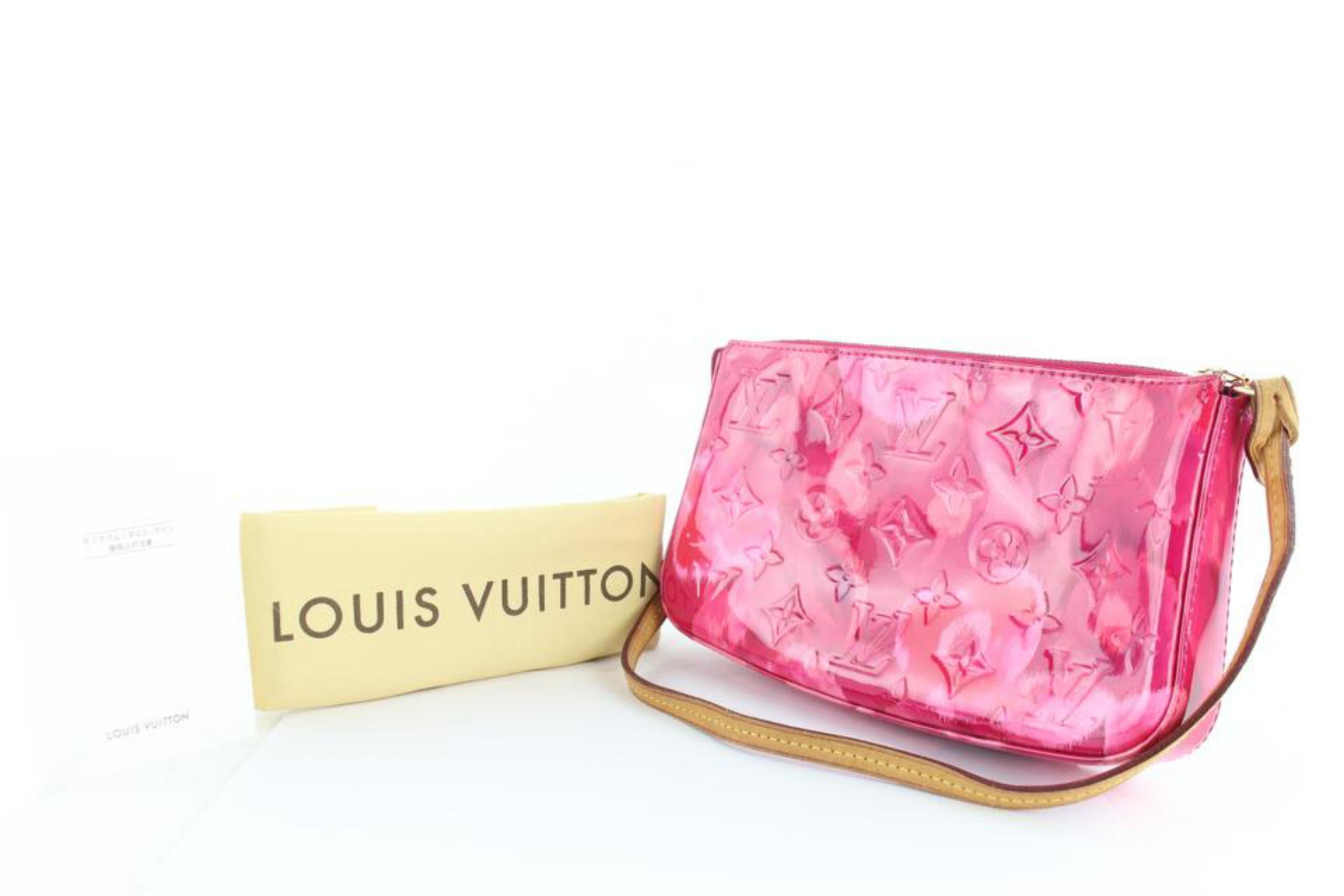 Louis Vuitton Vernis Rose Velours Monogram Ikat Pochette Accessories NM  (2013) B