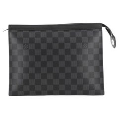 Louis Vuitton Damier Graphite Pochette Voyage MM Zip Clutch Yellow