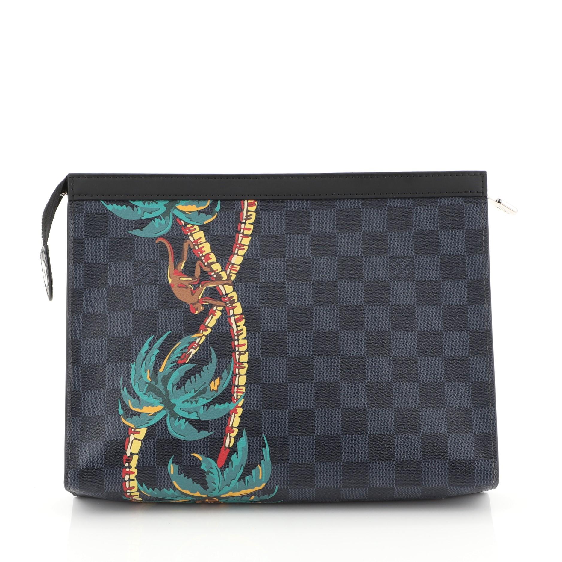 Louis Vuitton Pochette Voyage Limited Edition Damier Cobalt Jungle MM In Good Condition In NY, NY