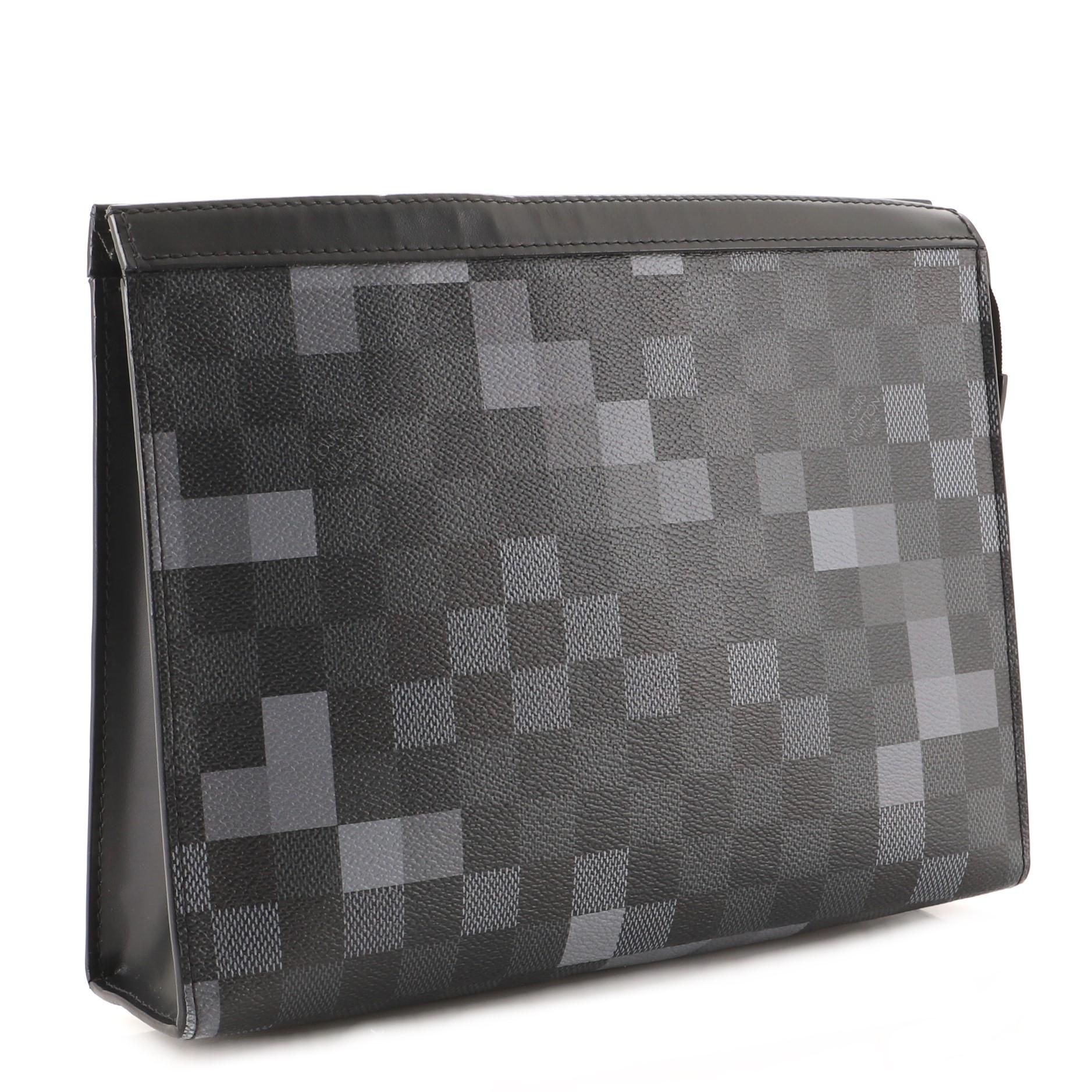 Black Louis Vuitton Pochette Voyage Limited Edition Damier Graphite Pixel MM